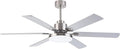 Parrot Uncle Ceiling Fans with Lights and Remote, 60 Inch Modern Fan Ceiling with Light for Bedroom Large Outdoor Ceiling Fans for Patios, Dimmable LED Chandelier, 6 Reversible Blades, Brushed Nickel