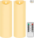 Mingfuxin Outdoor Flameless Candles with Remote, 12" X 4" Waterproof LED Pillar Candles Battery Operated for Lartern Porch, Set of 2