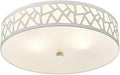 2-Light Flush Mount Ceiling Light, 12 inch Modern Ceiling Light Fixture with White Metal and Frosted Glass Shade for Hallway, Kitchen, Bedroom