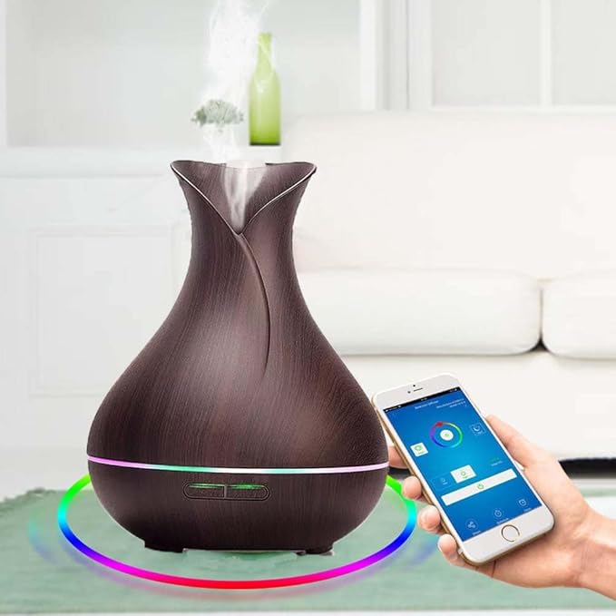 Smart WiFi Wireless Essential Oil Aromatherapy Diffuser, Compatible with Alexa & Google Home, Phone App & Voice Control, Large Ultrasonic Diffuser, LED & Timer Settings