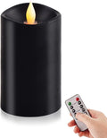 3x5 Flickering Flameless Candles Set of 1, 2AA Battery Life 600 Hours Battery Candles Flickering with Timer,5 inch Flameless Candles with Remote for Christmas Decorations Indoor/Outdoor, Black