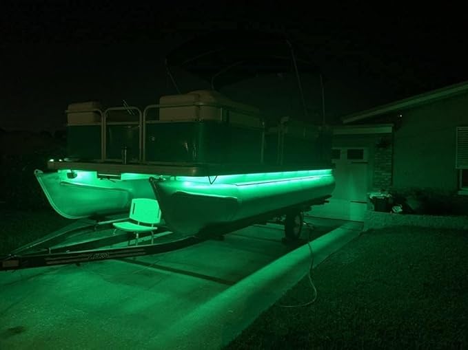 Green Blob Outdoors PlMP My Pontoon DIY Boat Light LED Strips Neon Green Under Deck for all make and models 16-22ft Toons (Green, 19ft)