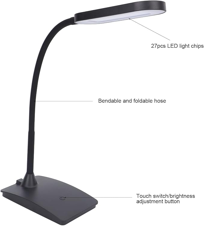 Yinhing LED Desk Lamp, Flexible Task Lamp, 3 Brightness Gears Adjustable Eye-Care for Home Office Bedroom Kitchen Nightstand Reading