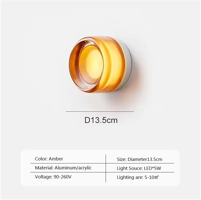Modern LED Wall Lamp - Amber Jelly Decor Sconces for Living Room, Dining Room, Corridor & Study - Smokey Grey Fixture, Stylish Home Lighting & Decor