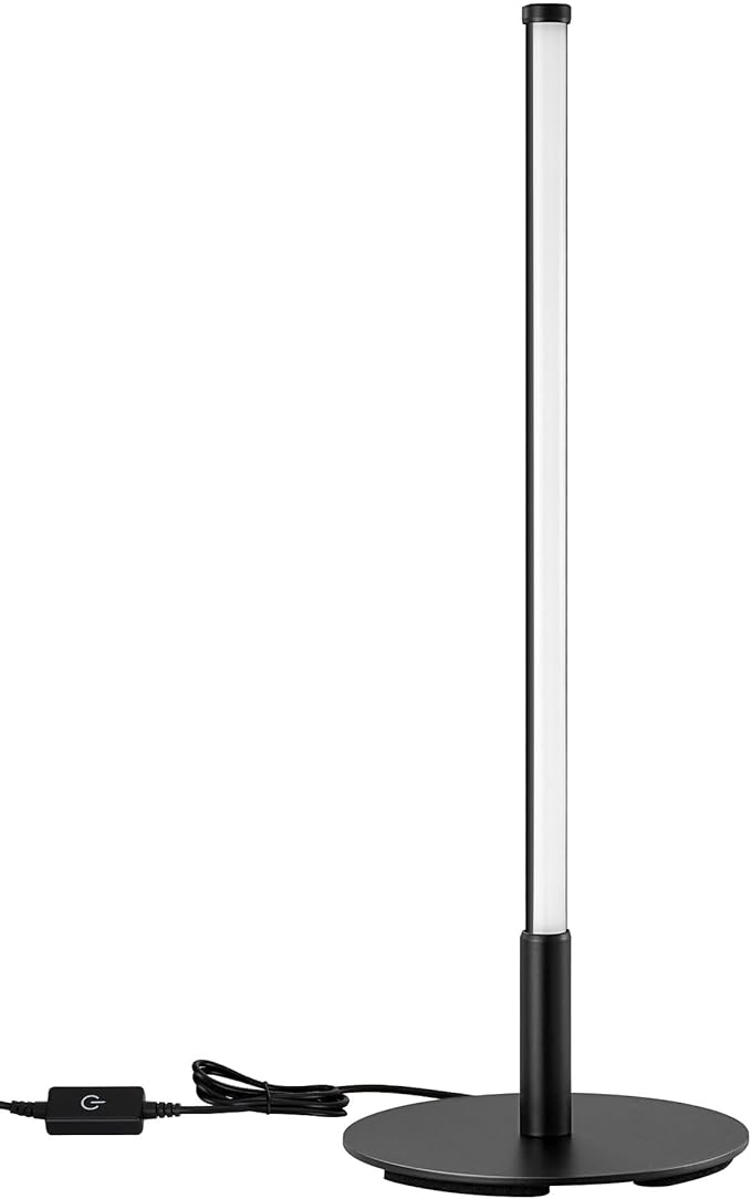 EDISHINE Upgraded LED Table Lamp, Stepless Dimmable Bedside Lamp with 3 Color Temperature, Modern Nightstand Lamp, Desk Lamp for Bedroom, Living Room, Corner, Gift, Metal Finish, Black, 6W