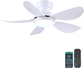 36 Inch Modern Ceiling Fans with Lights, Small Flush Mount Ceiling Fans, Remote/APP Control, 5 Reversible Curved Blades, 6 Speeds, 3 CCT Dimmable Lights for Kitchen Bedroom, White