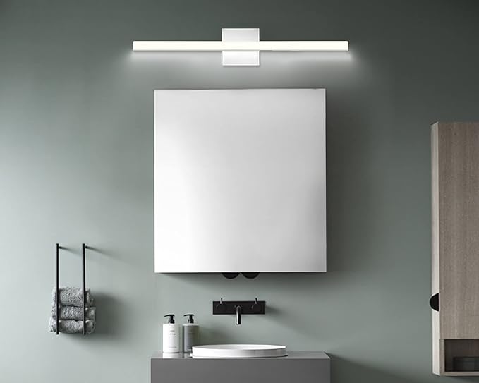Modern LED Vanity Lights for Bathroom 24IN 14W Daylight White Chrome Light Fixtures Bathroom Lights Over Mirror Vanity Lighting Fixtures Vanity Light