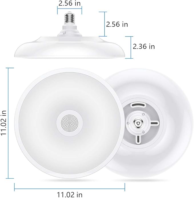 HOREVO Bathroom Ceiling Light Fixture, Waterproof IP65 18W LED Music Ceiling Lamp with Remote Control with Bluetooth Speaker,FCC and UL1598 Certified for Kitchen, Laundry, Hallway. (Need Wired)