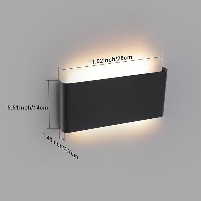 11"Modern LED vanity light,15W Dimmable 5 CCT (3000K-6500K) Adjustable Wall Lamp,Up and Down Wall Lighting,Indoor Wall Sconce for Bedroom,Staircase,Hallway,Dressing Table, 1 Pack（Black）
