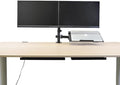 AEONS Dual Monitor and Laptop Desk Mount Combo Stand with Notebook Tray fits 17 inch, 3-in-1 Adjustable Triple Arm Mount fits 27 inch LCD Screen with VESA, Clamp and Cable Management, Black