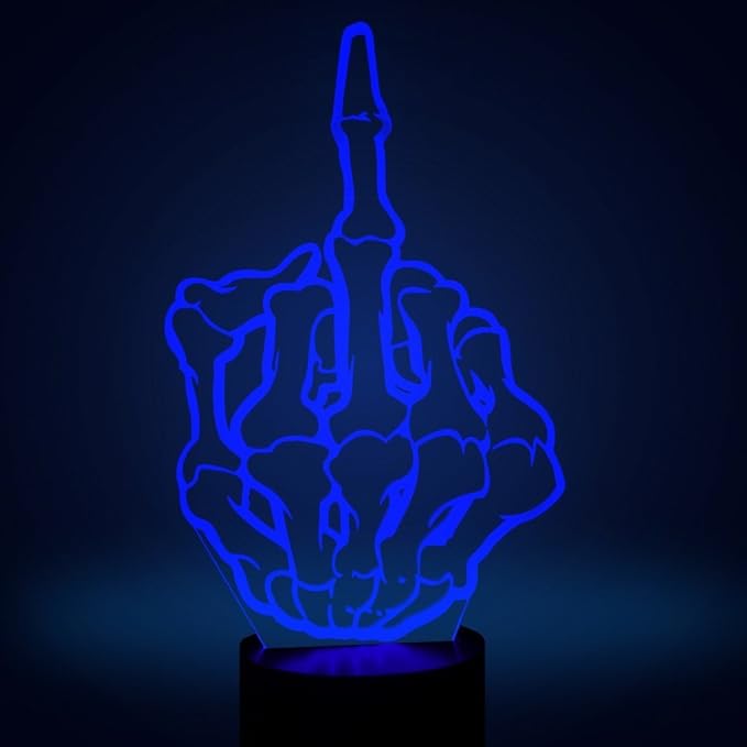 Optical Illusion 3D Middle Finger Night Light 16 Colors Changing USB Power Remote Control Touch Switch Decor Lamp LED Table Desk Lamp
