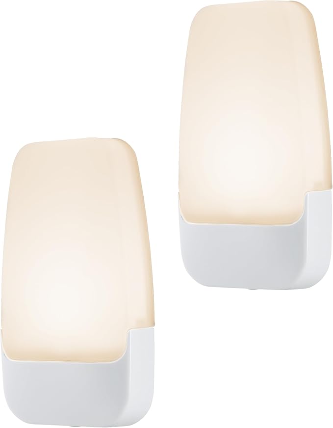 Energizer LED Night Lights Plug Into Wall Dusk to Dawn Sensor Home Decor Apartment Essentials Ambient Lighting Warm White Nightlight 81565 2 Pack