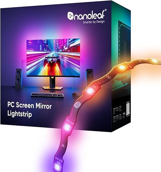 Nanoleaf PC Screen Mirror Lightstrip, Gaming Lightstrip for 27-32 inch PC, Monitor Backlight with Music Sync, Multicolor Immersive LED Lightstrip Zigzag, 75 LEDs, Trimmable