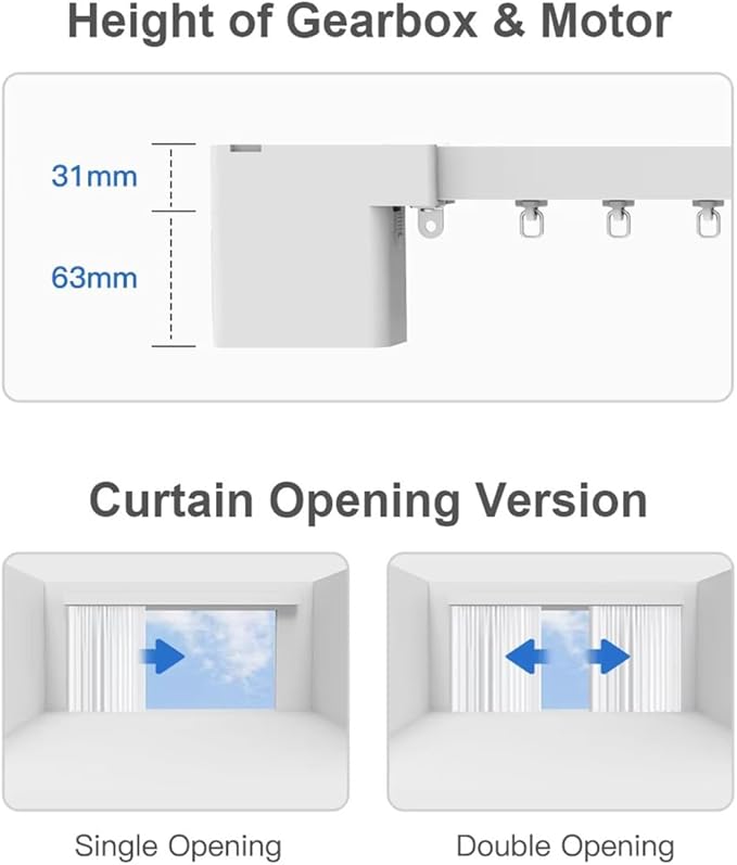 ZigBee 3.0 Smart Curtain Track System, 2.0N.m Quiet Brushless Motor, Hidden Automatic Curtain Opener with Remote, Alexa & Google Home, 132lb Heavy Duty, SX-X20 (6 meters (236.2 inches))