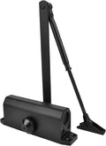 Closer Heavy Duty Automatic Door Closer (Silver Aluminum), Spring Loaded Hydraulic Automatic Door Closer with Adjustable Closing Speed and Force for Interior, Exterior Doors (Black)