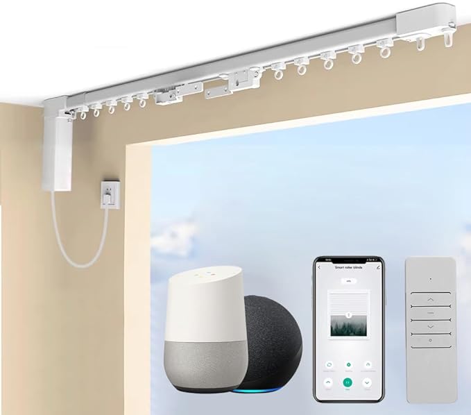 Mini Smart Curtain Track System, WiFi Motorized Curtain Rods Remote Control, Automatic Drapery Opener Compatible with Alexa Google Home, Quiet Electric Tracks (4 meters (157.4 inches))