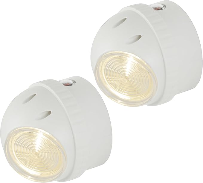 GE Rotating Plug in Night Light, Home Decor, Apartment Essentials, LED Lights for Bedroom, Ambient Lighting, Dusk to Dawn Sensor, Nightlight, Bathroom, Dorm Room, 2 Pack 50331