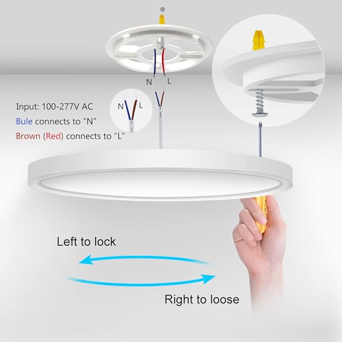 LightingWill 8.9 Inch LED Flush Mount Ceiling Light Fixture, 2800K Warm White, 1800LM, 18W, Flat Modern Round Lighting Fixture, 180W Equivalent White Ceiling Lamp for Kitchens, Bedrooms.etc.
