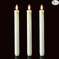 Homemory 3 Pack Flameless Taper Candles, No Remote, Realistic Flickering Battery Operated Candlesticks, White LED Plastic Candle Safe for Weddings, Table Decor, Christmas, and Halloween