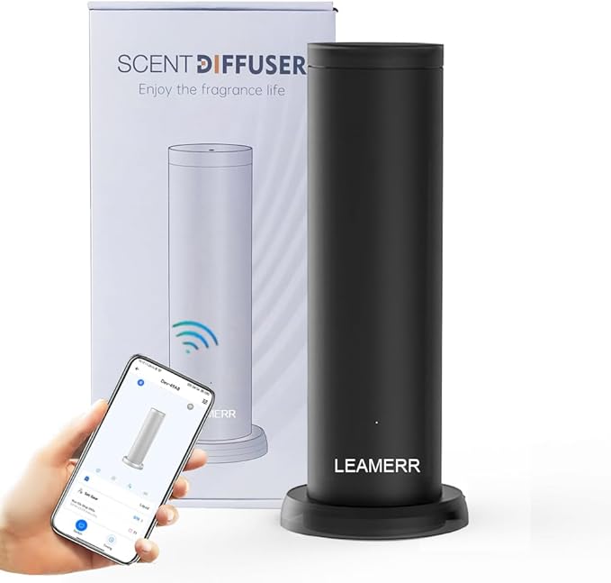 Smart Aroma Diffuser with Bluetooth & WiFi,Coverage: 1399 sq ft,Air Purifier for Home Hotel Store, APP Control Waterless Essential Oil Diffuser, Black