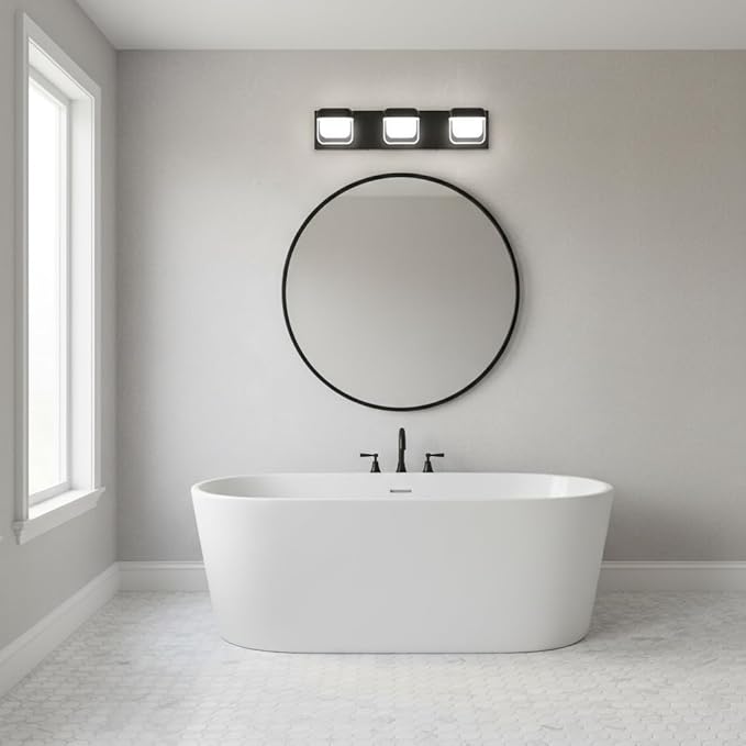 MEGAWISE 5894 LED Vanity Light, Dimmable Modern Waterproof Mirror Front Light for Bathroom, Makeup & Vanity Lighting (3 Lamps, 24, Watts)