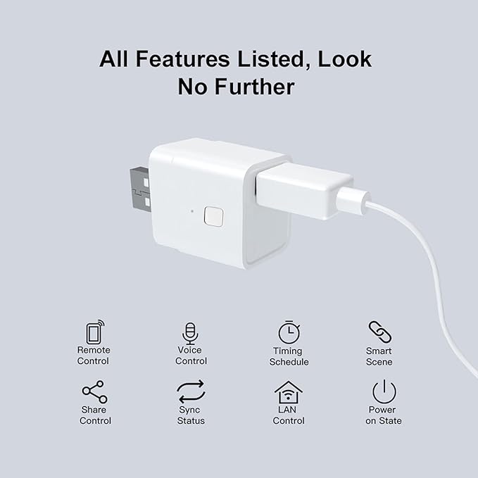 Tuya Micro DC 5V Smart WiFi Adaptor for USB Devices, DIY Smart Home Wireless Adaptor, APP Remote Control, Compatible with Alexa and Google Home for Voice Control