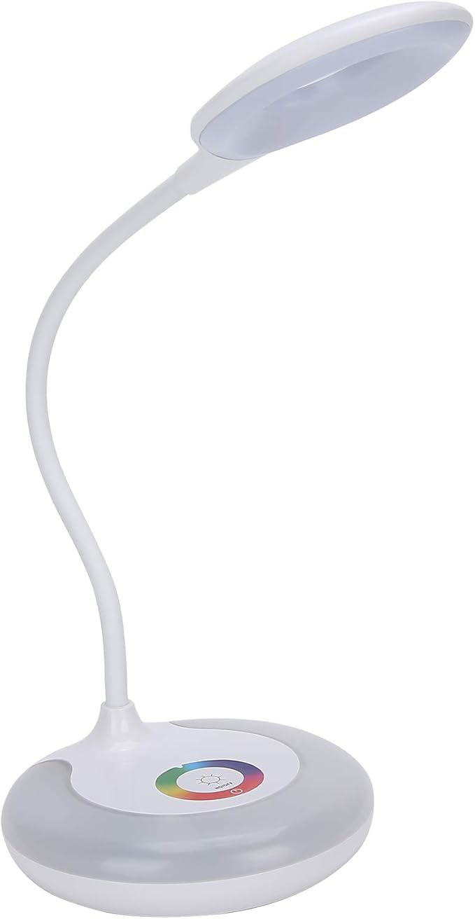 Fdit LED Desk Lamp with 3 Dimmable Modes and RGB Color Lights, 360 Adjustable Gooseneck, USB Powered Eye Protection Table Lamp for Reading, Study, and Bedroom, 5W Energy Saving (Rechargeable Version)