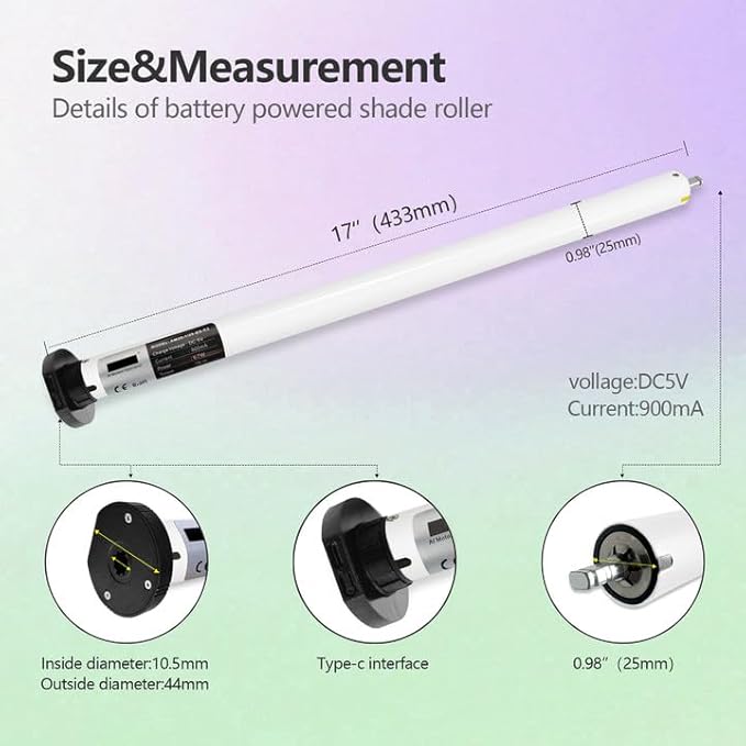 Smart Blinds Tubular Motor for Electric Roller Shades Window Blinds Built-in Zigbee Motor Directly Connected to Alexa Suitable for 1.5" (38mm) Tube