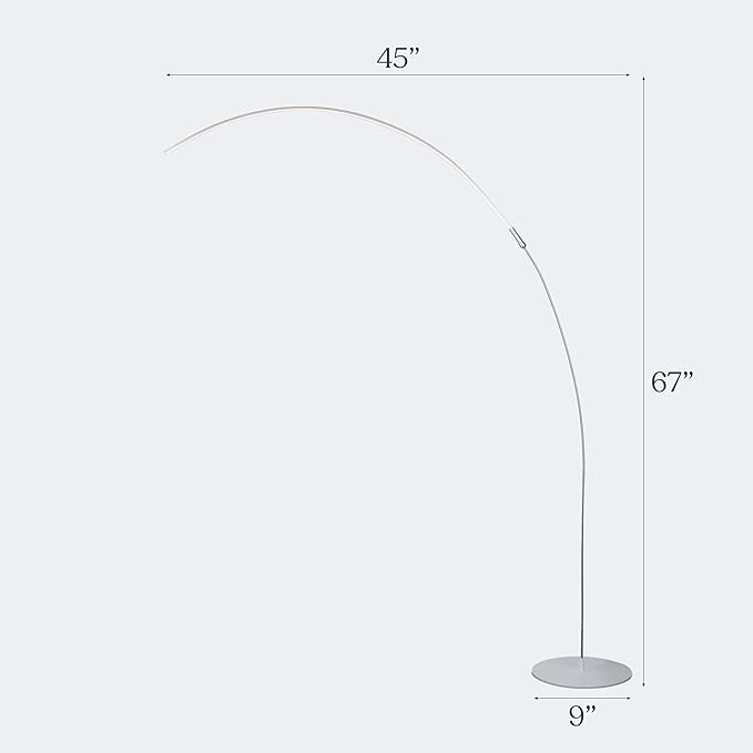 Brightech Sparq Arc Floor Lamp - Sleek, Minimalist Curved LED Standing Lamp for Living Room, Office Desk, Arches Over Bed and Sofa for Reading, Bright & Dimmable Task Light - Silver