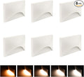 120V Stair Lights Indoor, 3W 5CCT Dimmable LED Stairway Lights Indoor Outdoor for Stairs Steps Decks, IP65 Waterproof, ETL, Aluminum, White, Pack of 6