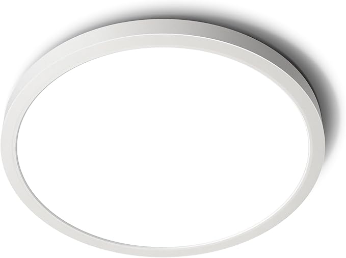 SunRider LED Flush Mount Ceiling Light Fixture, 6000K Cool White, 2400LM, 12 Inch 24W Modern Round Flat Lights, 240W Equiv. Panel Lamp, Non-Dimmable
