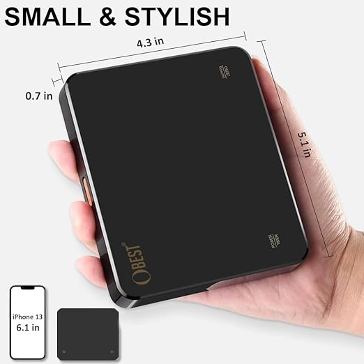 OBEST Mini Coffee Scale with Timer, Rechargeable Espresso Scale with Type-C, Travel Small Coffee Bean Scale with LED Display, Portable Digital Kitchen Scale, Pour Over Scale 3kg/0.1g Precision Black