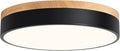 Modern Wood Oak Black Flush Mount Ceiling Light Dimmable LED Ceiling Light Fixture 2700K-6000K 5CCT Minimalist Circle Close to Lighting Lamp for Kitchen Bathroom Bedroom Laundry Room, 11.8''