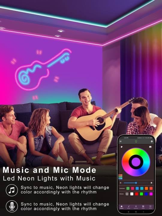100ft RGB LED Neon Rope Lights with App, Remote Control, IP65 Waterproof Neon Light Strip Outdoor Indoor, DIY Design Flexible Led Strip Lights for Bedroom Essentials, Gaming Accessories