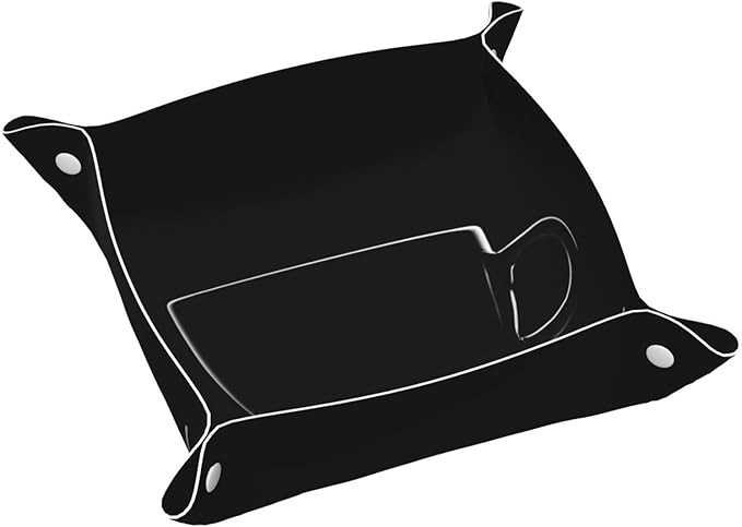 Minimal Coffee Cup Silhouette Valet Tray Leather Portable Tray Desktop Storage Organizer Bedside for Men Women Jewelry Keys Coin Candy Sundries