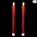 Wondise Flameless Taper Candles with Timer, 2 Pack Battery Operated Flameless Flickering Candles Real Wax Burgundy LED Candle for Christmas Wedding Dinner Decorations