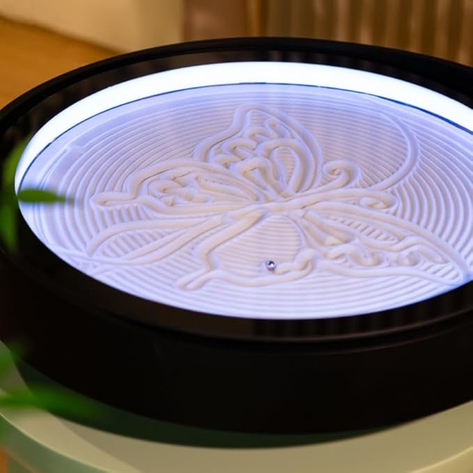 Art Table with Display Stand – App Controlled Mindfulness Decor for Relaxation & Focus – Stress Relief Sandscape with RGB Lighting – Modern Zen Desk Ornament for Home or Office
