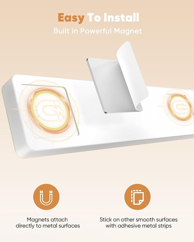 13inch Under Cabinet Lighting, 3 Color Temperatures Motion Sensor Light Indoor, USB Rechargeable Battery Operated Closet Lights, Dimmable LED Cabinet Lights, Under Counter Light for Kitchen (2 Pack)