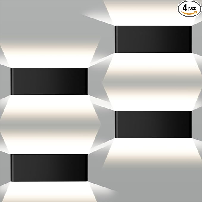 Indoor Wall Sconce, 20W Dimmable 5CCT (3000K-6500K), Modern LED Wall Sconce, for Bedroom, Living Room, Hallway, Dresser (15 Inch - Matte Black 4 Piece)