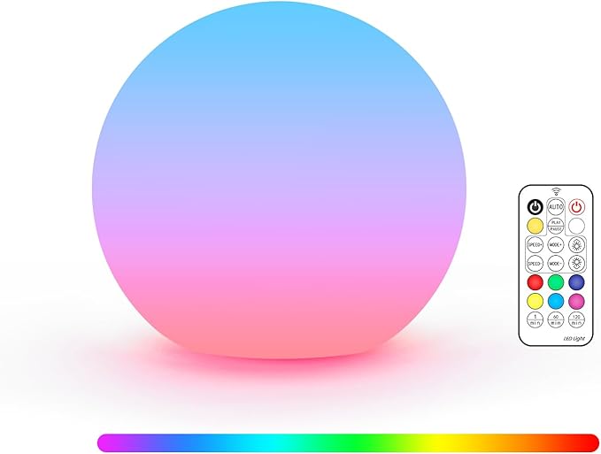 LOFTEK 3-inch Smart Sphere Night Light, Multi-Color Rechargeable Ball Lights, RGB Mood Lighting, Waterproof Ambient Light for Home Bedroom Patio Pool Decorative Lighting, Birthday, Xmas Gift, 1 Pack