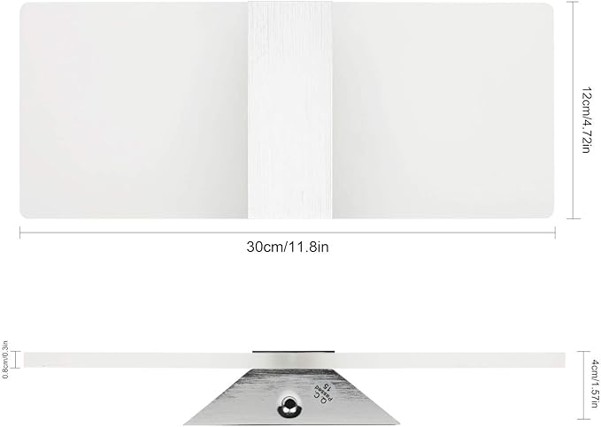 ChangM Modern LED Acrylic Wall Sconce 12W Cool White 6000K Up Down Lamp for Bedroom Corridor Stairs Bathroom Indoor Lighting Fixture Lamps Home Room Decor Not Dimmable No Plug(1 Pack)