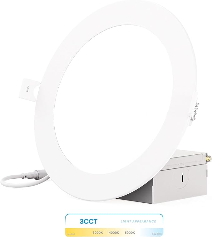 INFIBRITE 6 Inch 3CCT Selectable 12W 1050LM Thin LED Ceiling Light Kit, Dimmable, Wet Rated