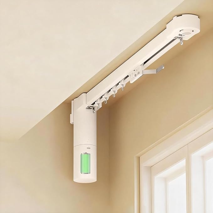 Automatic Curtain Opener, Rechargeable Battery Smart Curtains System with ZigBee 3.0 Motorized Curtain Track, Compatible with Alexa & Google Home, Electric Curtain Rod (2 meters (78.7 inches))