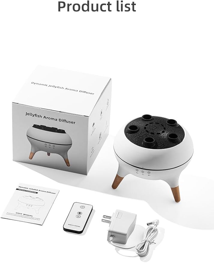 Jellyfish Essential Oil Diffuser,250ml Ultrasonic Aromatherapy Humidifier with 5-Nozzle Mist Ring,Sound Pickup Music Sync,7-Color LED Night Light,Remote Control, Quiet Desktop Decor for Home Office