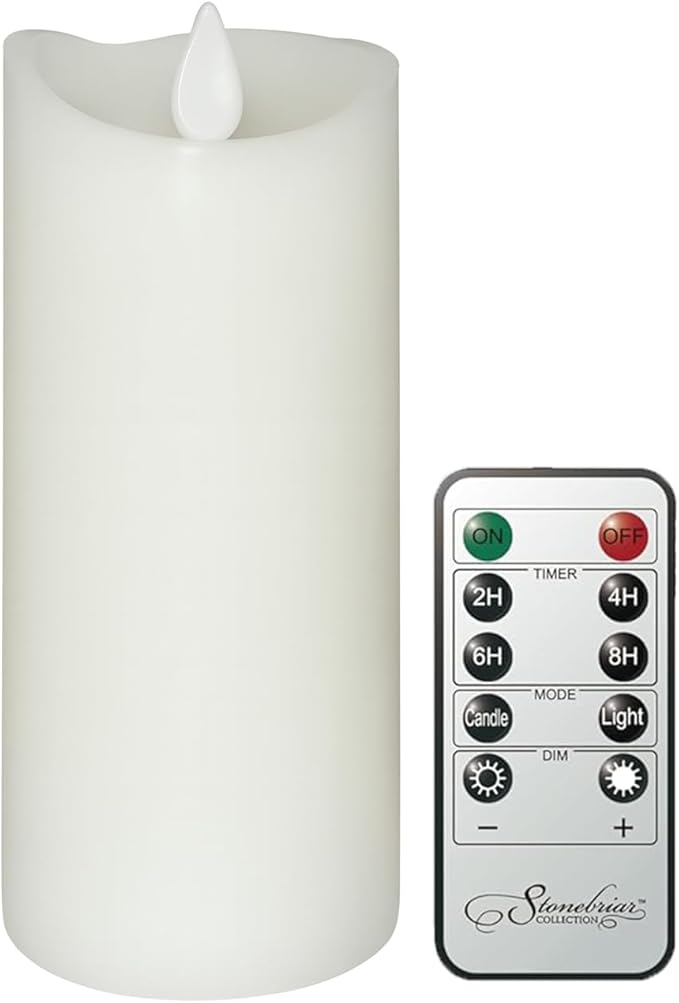 Stonebriar 3 Count White Real Wax 3x8 Flameless LED Pillar Candles with Remote and Timer