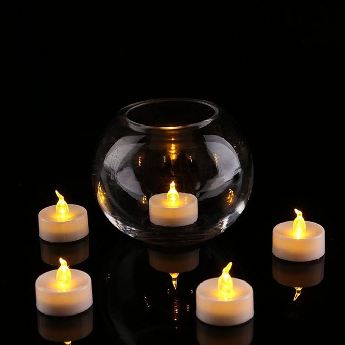 24 Pack flameless led Tea Lights Candles, Warm Yellow Last 200 Hours,Flickering tealight Candles,Battery Operated Tea Lights for Home Decoratioin