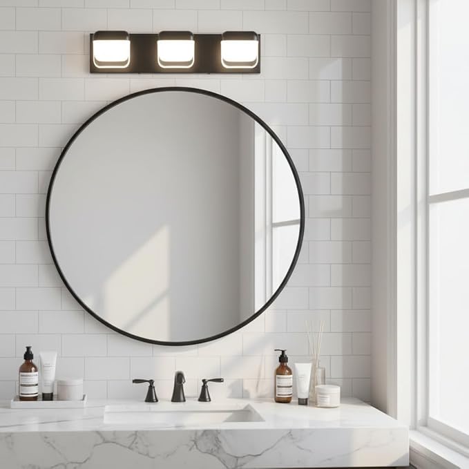 MEGAWISE 5894 LED Vanity Light, Dimmable Modern Waterproof Mirror Front Light for Bathroom, Makeup & Vanity Lighting (3 Lamps, 24, Watts)