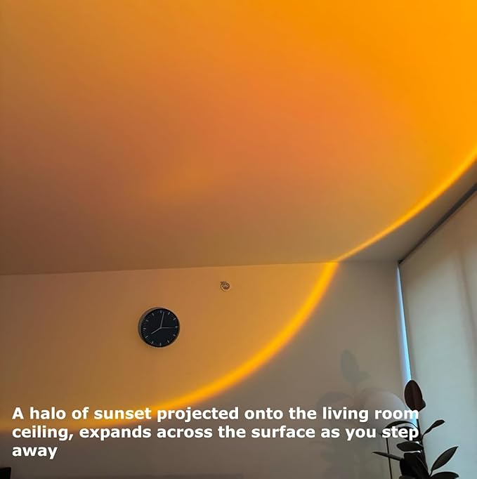 Jensense Sunset Projector Lamp Instagram Backdrop Light Creates Realistic Sunset Glow on Wall Ceiling Ambient Mood Lighting Home Decor Photography Relaxation