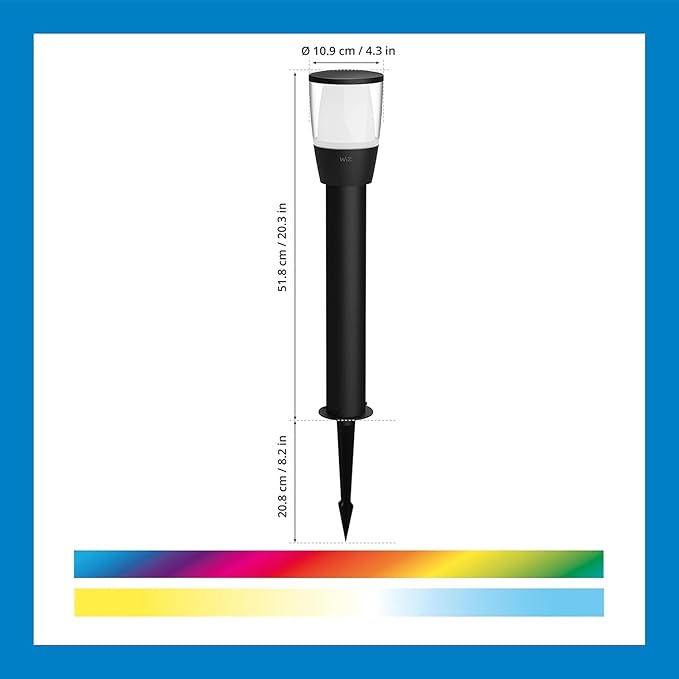Wiz Wi-Fi LED Smart Color Changing Elpas Bollard Path Light Extension - Pack of 1 - Outdoor - Weatherproof - Control with Wiz Connected App - Works with Google Home, Alexa and Siri Shortcuts