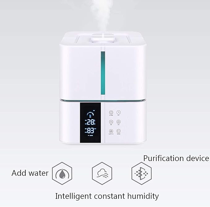 Large Water Tank Capacity Quiet Ultrasonic Humidifier, 5L Humidifiers For Baby Bedroom Home, 1-8H Timer And Waterless Auto Shut-Off, Air Humidifier With Remote Control Hu